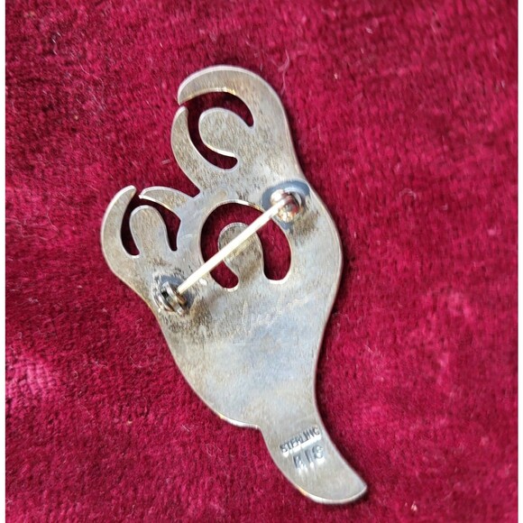 Vintage Handmade Three Dancers Spirit Pin Brooch SterlingSilver Artist Signed - Picture 7 of 10